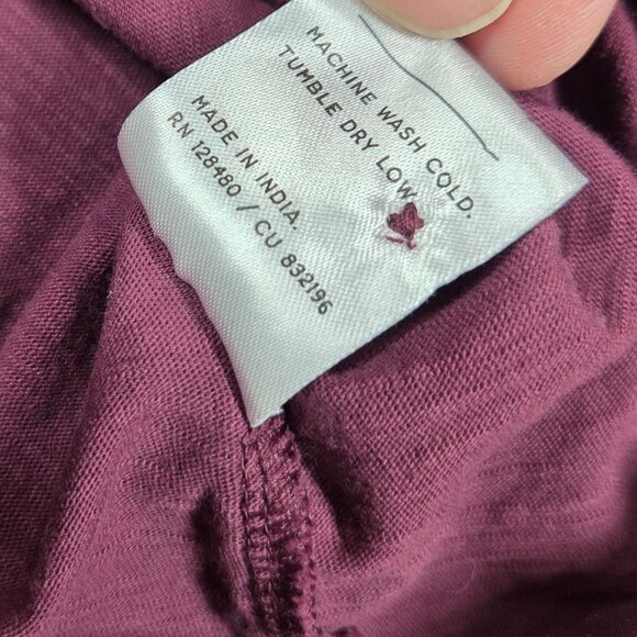 Pact Top Womens Medium Burgundy Organic Cotton Oversized Boxy Casual Button Up - Picture 4 of 7